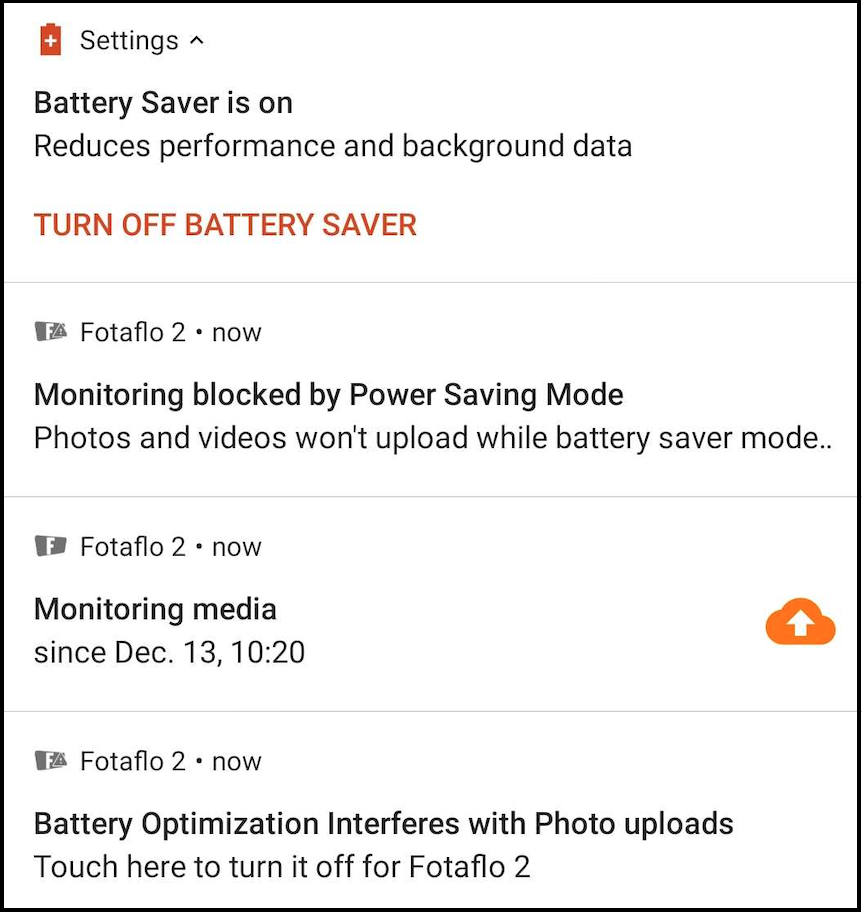 Android App Reminder: Turn Off Power Saving Mode